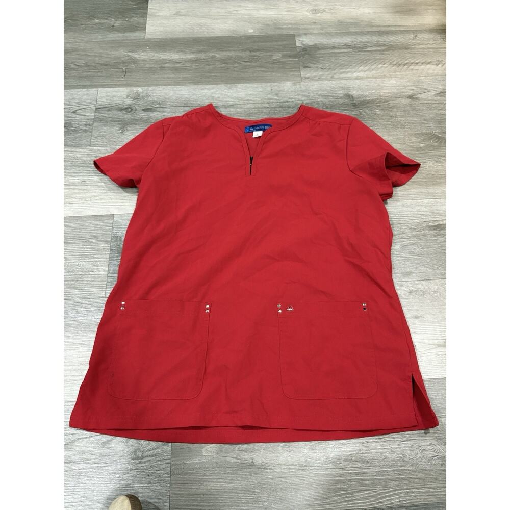 Koi Sapphire Scrub Top Womens Large Red 2-Pockets
